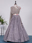 Grey Color Sequins And Thread Work Georgette Lehenga Choli Clothsvilla