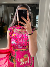 Load image into Gallery viewer, Pink Color Printed and Handwork Gaji Silk Kurti Plazo Set Clothsvilla