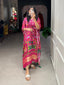 Pink Color Ikkat Patola Printed Gaji Silk Kaftan ClothsVilla