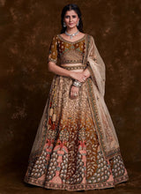 Load image into Gallery viewer, Indian Art Silk Brown Lehenga Set with Thread, Zari &amp; Dori Work Clothsvilla
