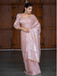 Peach Color Pallu Lace Border Jimi Silk Saree Clothsvilla