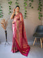 Kanjeevaram Silk Self Peacock Woven Saree Dark Carnation Pink Clothsvilla