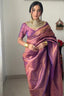 Enticing 1-Minute Ready To Wear Purple Kanjivaram Silk Saree RTW