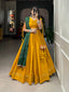 Mustard Color Plain With Gotta Patti Lace Border Cotton Lehenga Choli ClothsVilla.com