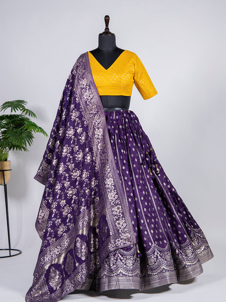 Purple Color Weaving work Jacquard Lehenga Choli Clothsvilla