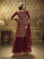 Maroon Net Embroidered Partywear Sharara Suit Clothsvilla