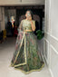 Mehndi Color Printed And Sequins Embroidery Lace Border Organza Lehenga Choli ClothsVilla.com