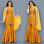 Mustard-Yellow Partywear Zari Embroidery With Mirror Silk Sharara Suit Clothsvilla