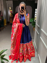 Load image into Gallery viewer, Blue Color Patola And Foil Printed Dola Silk Gown Clothsvilla