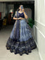 Navy Blue Color Dot And Ikkat Print With Foil Work Tussar Silk Lehenga Choli Clothsvilla