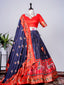 Navy Blue Color Haydrabadi Patola Printed & Foil Work Dola Silk Lehenga Clothsvilla