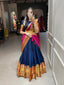 Navy Blue Color Zari Weaving Work Narayan Pet Cotton Half Saree Lehenga Choli Clothsvilla