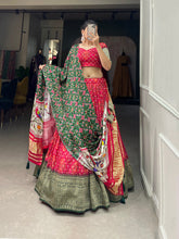 Load image into Gallery viewer, Red Color Printed With Zari Weaving Work Viscose Dola Silk Lehenga Choli Clothsvilla