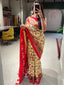 Off White Color Patola Paithani Printed with Foil Work Dola Silk Saree Clothsvilla