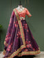 Wine Color Floral Printed Organza Lehenga Choli Clothsvilla