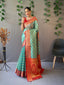 Organza Leheriya Contrast Woven Saree Light Sea Green Clothsvilla