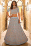 Pastel Blue Embroidered Crepe Wedding Lehenga Clothsvilla