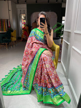 Load image into Gallery viewer, Red Color Patola Printed Dola Silk Saree Clothsvilla