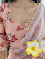 Peach Color Printed With Pearl Lace Border Georgette Saree Clothsvilla