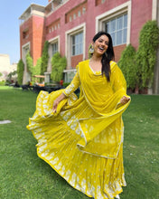 Load image into Gallery viewer, Ruffle Style Yellow Color Gown Clothsvilla