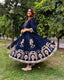 Stylish Blue Color Embroidery Work Velvet Gown Clothsvilla