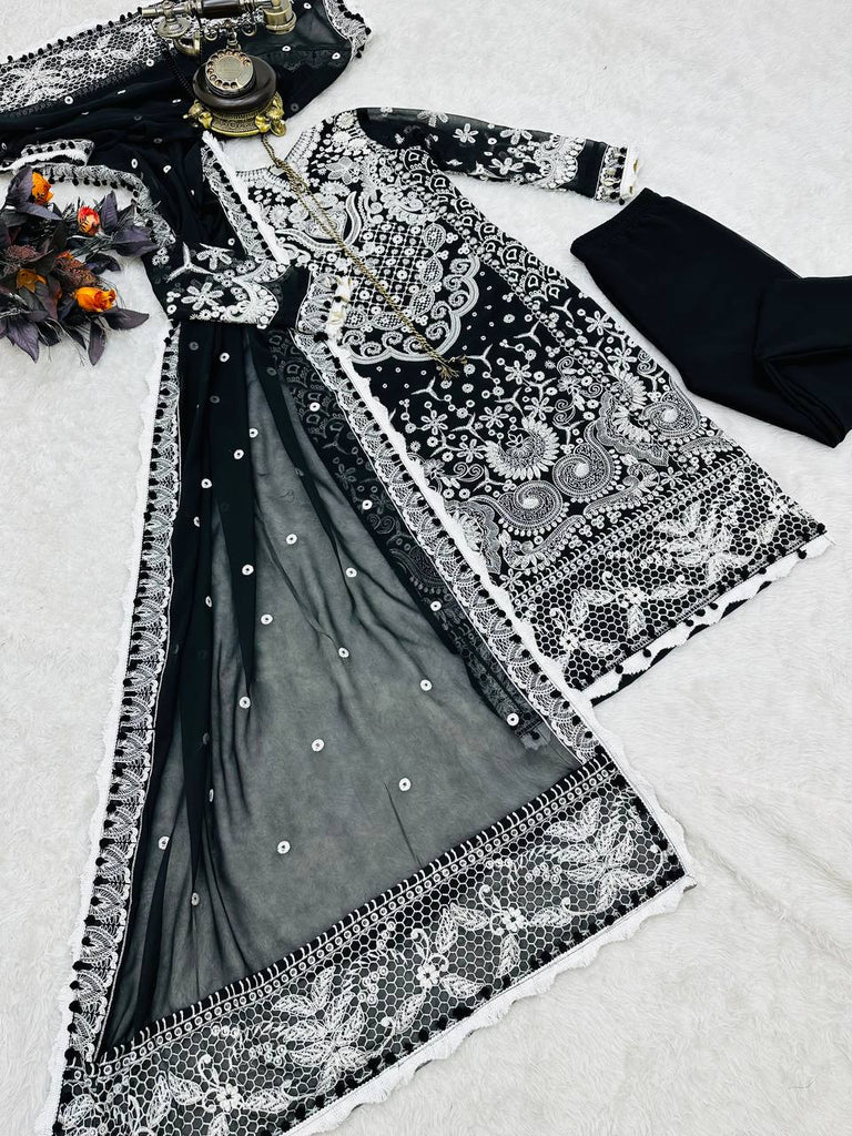 Luxuriant Black Color Embroidery Work Salwar Suit Clothsvilla