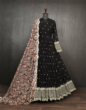 Load image into Gallery viewer, Fantastic Black Color Sequins Work Long Gown Clothsvilla