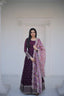 Fantastic Wine Color Sequins Work Long Gown Clothsvilla