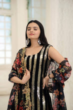 Load image into Gallery viewer, Wonderful Black Color Embroidery Work Sharara Suit