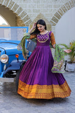 Load image into Gallery viewer, Purple Embroidery Work Gown With Stylish Dupatta