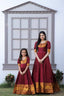 Mother-Daughter Maroon Color Beautiful Work Gown