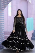 Load image into Gallery viewer, Parallel Line Design Black Color Latest Gown