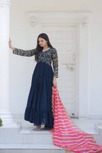 Load image into Gallery viewer, Occasion Wear Navy Blue Color Embroidered Work Gown