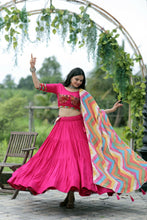 Load image into Gallery viewer, Navratri Wear Embroidered Work Pink Color Chaniya Choli