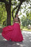 Beautiful Work Blouse With Pink Ruffle Style Lehenga Clothsvilla