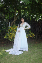 Load image into Gallery viewer, Flattering White Color Embroidery Zari Sequence Work Gown With Dupatta Clothsvilla