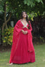 Flattering Pink Color Embroidery Zari Sequence Work Gown With Dupatta Clothsvilla