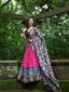 Pink Color Printed With Foil Work Dola Silk Lehenga Choli ClothsVilla.com