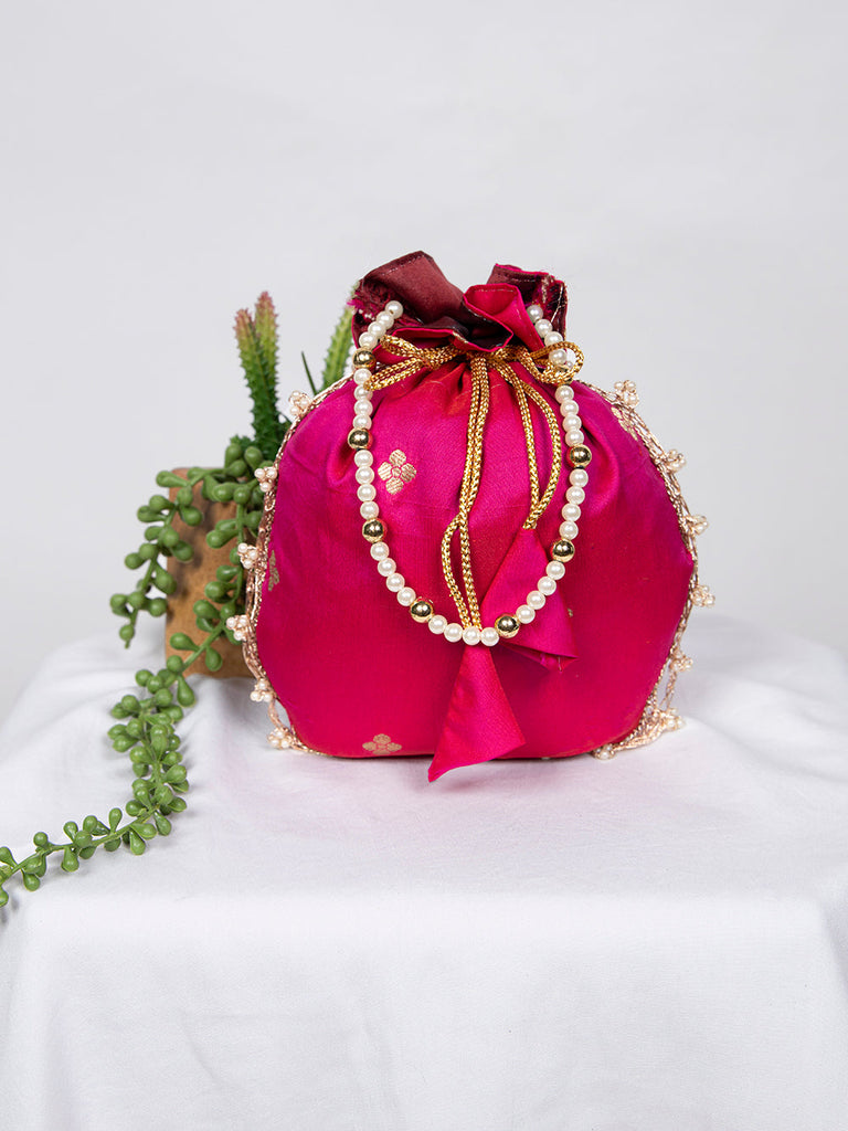 Pink Color Weaving Zari Work Silk Batwa ClothsVilla.com