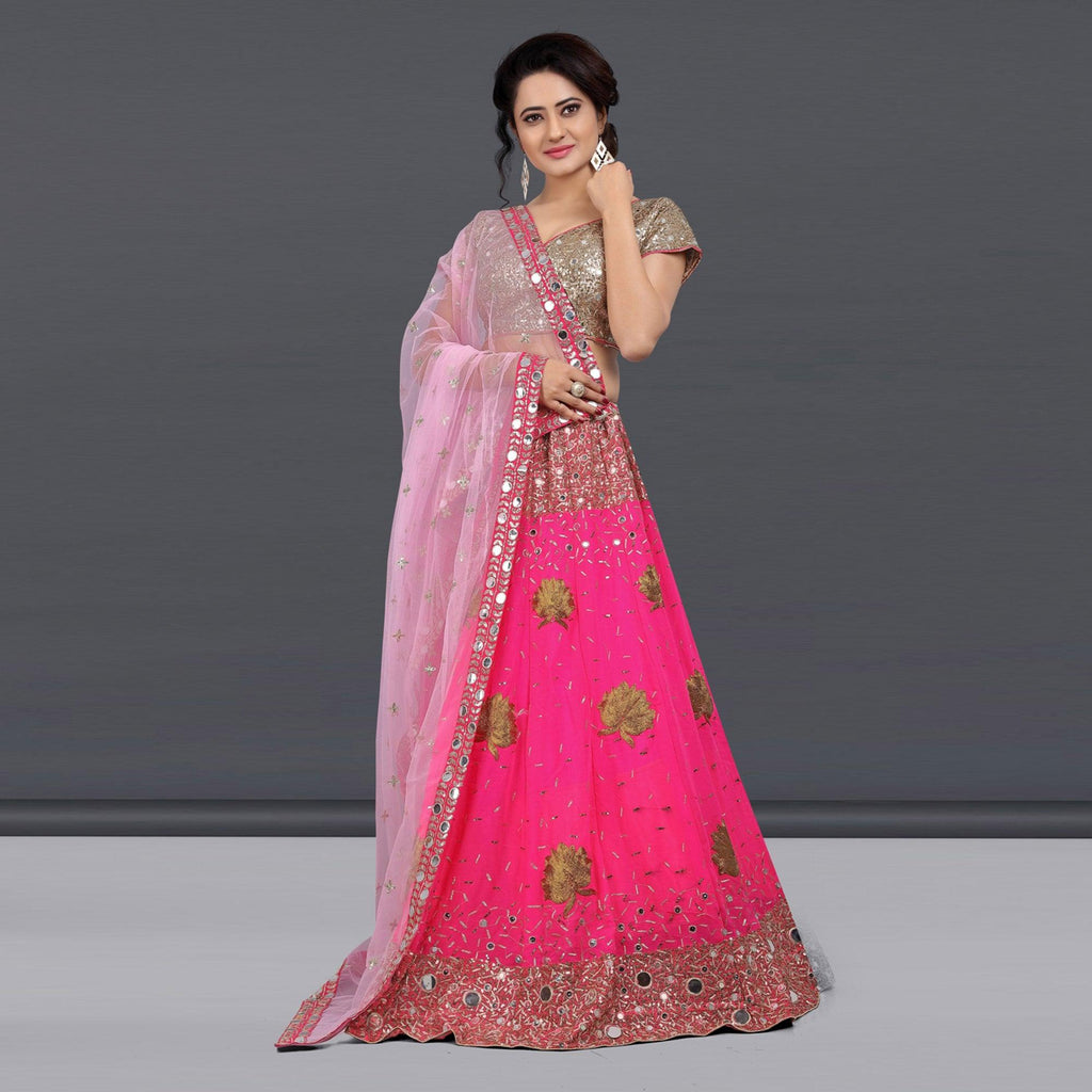 Pink Party Wear Sequins Embroidered Georgette Lehenga Choli Clothsvilla