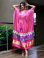 Pink & White Color Digital Print Pure Gaji Silk Kaftan Clothsvilla