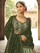 Load image into Gallery viewer, Pista Green and Olive Green Silk Embroidered Lehenga Choli Clothsvilla