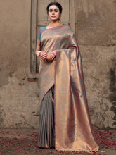 Load image into Gallery viewer, Pure Kanjeevaram Silk Mahalaxmi Metallic Blue Saree Clothsvilla
