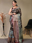 Gala Floral Kalamkari Printed Woven Saree Coffee Brown Clothsvilla