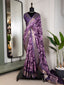 Purple Color Printed With Zari Border Dola Silk Saree Clothsvilla