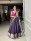 Wine Color Zari Weaving Work Organza Lehenga Choli ClothsVilla.com
