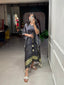 Black Color Bandhej Print With Gotta Patti Lace Border Gaji Silk Kaftan ClothsVilla.com