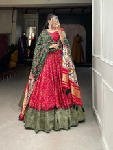 Load image into Gallery viewer, Red Color Printed With Zari Weaving Work Viscose Dola Silk Lehenga Choli Clothsvilla