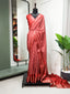 Red Color Printed With Zari Border Dola Silk Saree Clothsvilla
