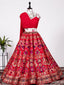 Red Color Weaving Zari Work Banarasi Silk Co-ord Set Lehenga With Georgette Choli Clothsvilla